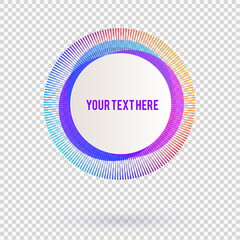 Label blank template, white background and Blurry gradient with lines circle ring