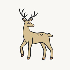Hand drawn veсtor illustration of a deer isolated on light background