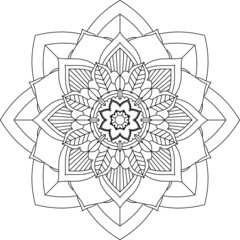 Easy Mandala coloring book simple and basic for beginners, seniors and children. Set of Mehndi flower pattern for Henna drawing and tattoo. Decoration in ethnic oriental, Indian style.