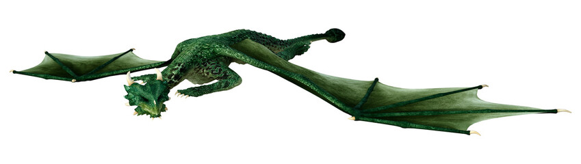 3D Rendering Fairy Tale Dragon on White