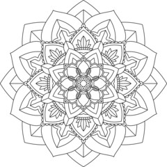 Easy Mandala coloring book simple and basic for beginners, seniors and children. Set of Mehndi flower pattern for Henna drawing and tattoo. Decoration in ethnic oriental, Indian style.