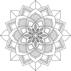 Easy Mandala coloring book simple and basic for beginners, seniors and children. Set of Mehndi flower pattern for Henna drawing and tattoo. Decoration in ethnic oriental, Indian style.