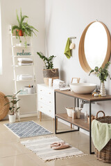 Modern interior of light bathroom