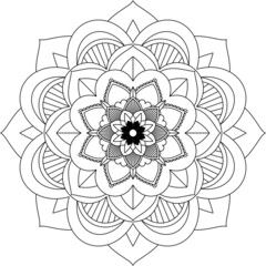 Easy Mandala coloring book simple and basic for beginners, seniors and children. Set of Mehndi flower pattern for Henna drawing and tattoo. Decoration in ethnic oriental, Indian style.