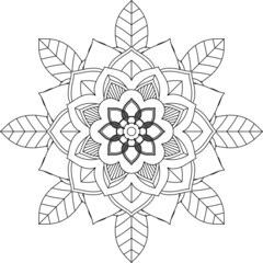 Easy Mandala coloring book simple and basic for beginners, seniors and children. Set of Mehndi flower pattern for Henna drawing and tattoo. Decoration in ethnic oriental, Indian style.