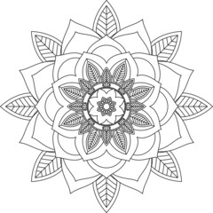 Easy Mandala coloring book simple and basic for beginners, seniors and children. Set of Mehndi flower pattern for Henna drawing and tattoo. Decoration in ethnic oriental, Indian style.