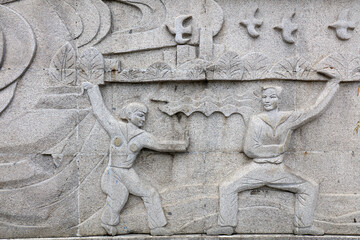 Chinese Ancient Wall Carving Art in Parks, Shijiazhuang City, Hebei Province, China