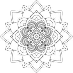 Easy Mandala coloring book simple and basic for beginners, seniors and children. Set of Mehndi flower pattern for Henna drawing and tattoo. Decoration in ethnic oriental, Indian style.