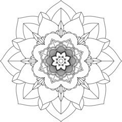 Easy Mandala coloring book simple and basic for beginners, seniors and children. Set of Mehndi flower pattern for Henna drawing and tattoo. Decoration in ethnic oriental, Indian style.