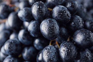 Fresh grapes with water drops, closeup