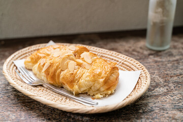 Sweet Croissant almond on the table