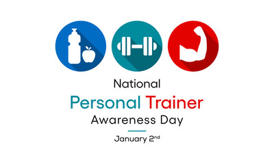 Vector illustration on the theme of National Personal Trainer day observed each year on January 2nd.