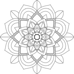 Easy Mandala coloring book simple and basic for beginners, seniors and children. Set of Mehndi flower pattern for Henna drawing and tattoo. Decoration in ethnic oriental, Indian style.
