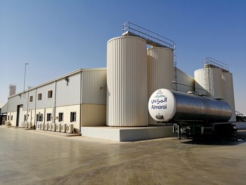 Al Kharj, Saudi Arabia - December 5, 2019: A technical service building at one of the Almarai Company "super farms"