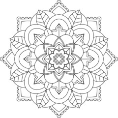 Easy Mandala coloring book simple and basic for beginners, seniors and children. Set of Mehndi flower pattern for Henna drawing and tattoo. Decoration in ethnic oriental, Indian style.