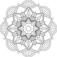 Easy Mandala coloring book simple and basic for beginners, seniors and children. Set of Mehndi flower pattern for Henna drawing and tattoo. Decoration in ethnic oriental, Indian style.