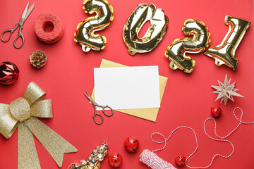 Fototapeta na wymiar Mockup of beautiful New Year greeting card