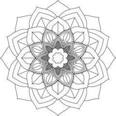 Fototapeta premium Easy Mandala coloring book simple and basic for beginners, seniors and children. Set of Mehndi flower pattern for Henna drawing and tattoo. Decoration in ethnic oriental, Indian style.