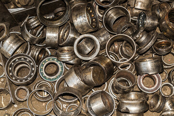 Old dirty broken auto bearings