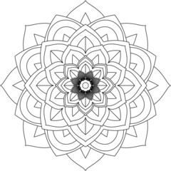 Easy Mandala coloring book simple and basic for beginners, seniors and children. Set of Mehndi flower pattern for Henna drawing and tattoo. Decoration in ethnic oriental, Indian style.