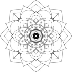 Easy Mandala coloring book simple and basic for beginners, seniors and children. Set of Mehndi flower pattern for Henna drawing and tattoo. Decoration in ethnic oriental, Indian style.