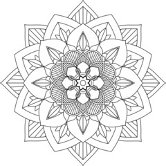 Easy Mandala coloring book simple and basic for beginners, seniors and children. Set of Mehndi flower pattern for Henna drawing and tattoo. Decoration in ethnic oriental, Indian style.