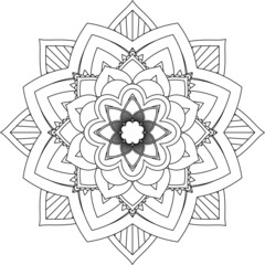 Easy Mandala coloring book simple and basic for beginners, seniors and children. Set of Mehndi flower pattern for Henna drawing and tattoo. Decoration in ethnic oriental, Indian style.