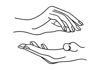 Two hands outline sketch. Female protecting hands. Vector illustration.