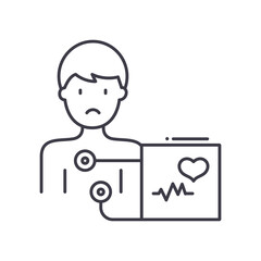 Electrocardiogram icon, linear isolated illustration, thin line vector, web design sign, outline concept symbol with editable stroke on white background.