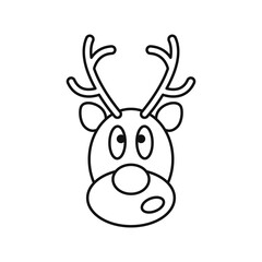 Fototapeta na wymiar Reindeer icon Christmas card. Isolated on white background, vector illustration. Christmas Design