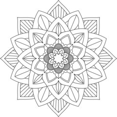 Easy Mandala coloring book simple and basic for beginners, seniors and children. Set of Mehndi flower pattern for Henna drawing and tattoo. Decoration in ethnic oriental, Indian style.