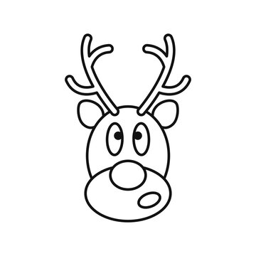 Reindeer icon Christmas card. Isolated on white background, vector illustration. Christmas Design