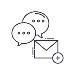 E mail support icon, linear isolated illustration, thin line vector, web design sign, outline concept symbol with editable stroke on white background.