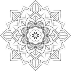 Easy Mandala coloring book simple and basic for beginners, seniors and children. Set of Mehndi flower pattern for Henna drawing and tattoo. Decoration in ethnic oriental, Indian style.