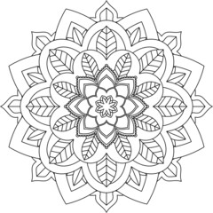 Easy Mandala coloring book simple and basic for beginners, seniors and children. Set of Mehndi flower pattern for Henna drawing and tattoo. Decoration in ethnic oriental, Indian style.