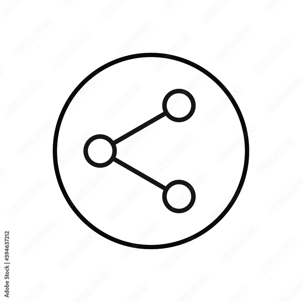Poster share vector icon. round shape link symbol button. social media interface sign. flat web and applica