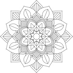 Easy Mandala coloring book simple and basic for beginners, seniors and children. Set of Mehndi flower pattern for Henna drawing and tattoo. Decoration in ethnic oriental, Indian style.