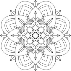 Easy Mandala coloring book simple and basic for beginners, seniors and children. Set of Mehndi flower pattern for Henna drawing and tattoo. Decoration in ethnic oriental, Indian style.