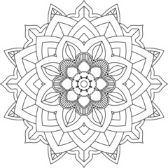 Easy Mandala coloring book simple and basic for beginners, seniors and children. Set of Mehndi flower pattern for Henna drawing and tattoo. Decoration in ethnic oriental, Indian style.