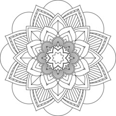Easy Mandala coloring book simple and basic for beginners, seniors and children. Set of Mehndi flower pattern for Henna drawing and tattoo. Decoration in ethnic oriental, Indian style.