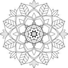 Easy Mandala coloring book simple and basic for beginners, seniors and children. Set of Mehndi flower pattern for Henna drawing and tattoo. Decoration in ethnic oriental, Indian style.