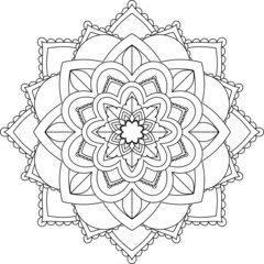 Easy Mandala coloring book simple and basic for beginners, seniors and children. Set of Mehndi flower pattern for Henna drawing and tattoo. Decoration in ethnic oriental, Indian style.