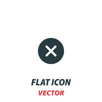 Cross X wrong icon in a flat style. Vector illustration pictogram on white background. Isolated symbol suitable for mobile concept, web apps, infographics, interface and apps design