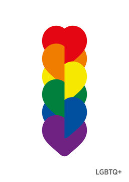 Intertwined hearts representing lgbt colors.
Lgbtq color design, vector illustration. Gay, lesbian, bisexual, homosexual, transgender people concepts.
