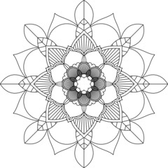 Easy Mandala coloring book simple and basic for beginners, seniors and children. Set of Mehndi flower pattern for Henna drawing and tattoo. Decoration in ethnic oriental, Indian style.