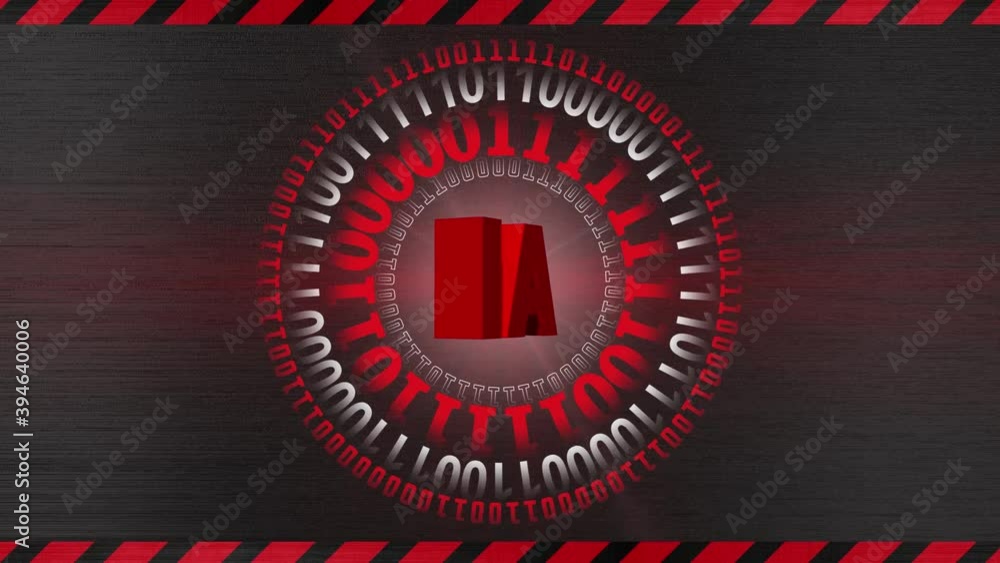 Poster ai - abstract artificial intelligence background - rotation of letters in center from rotating rings