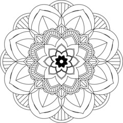 Easy Mandala coloring book simple and basic for beginners, seniors and children. Set of Mehndi flower pattern for Henna drawing and tattoo. Decoration in ethnic oriental, Indian style.