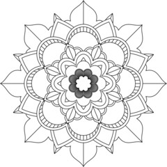 Easy Mandala coloring book simple and basic for beginners, seniors and children. Set of Mehndi flower pattern for Henna drawing and tattoo. Decoration in ethnic oriental, Indian style.