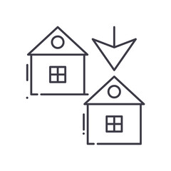 Duplex house icon, linear isolated illustration, thin line vector, web design sign, outline concept symbol with editable stroke on white background.