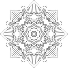 Easy Mandala coloring book simple and basic for beginners, seniors and children. Set of Mehndi flower pattern for Henna drawing and tattoo. Decoration in ethnic oriental, Indian style.